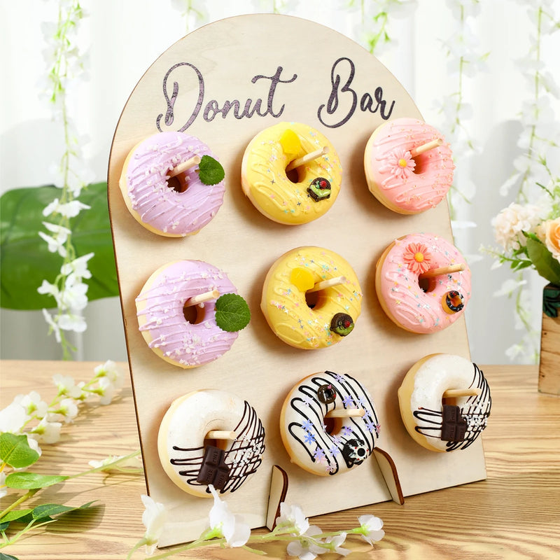 Présentoir Donuts Mural Bois Fête – présentoir donuts – détail de la finition