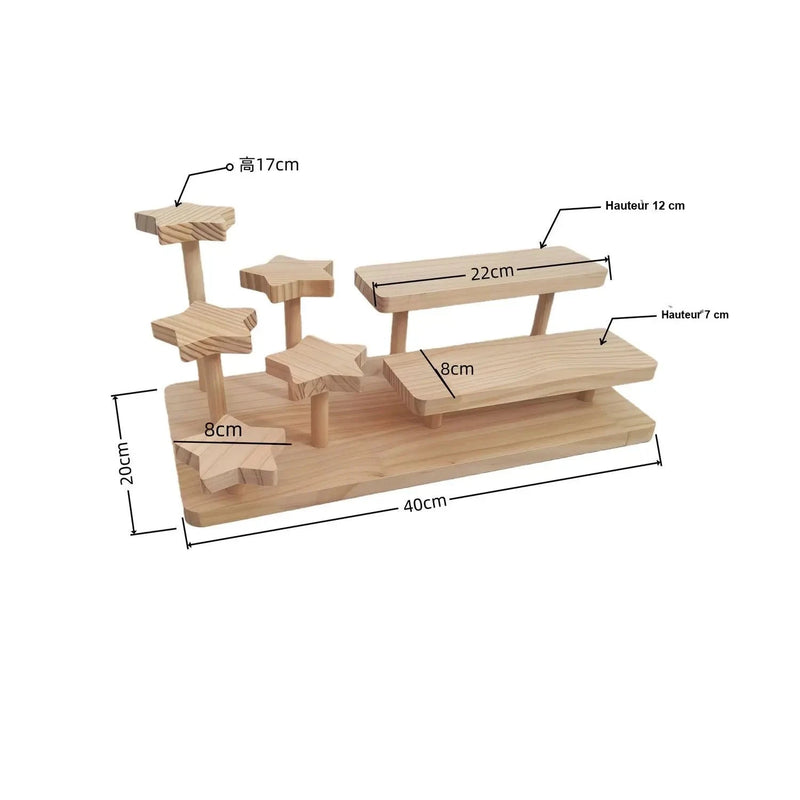 Présentoir Bois Multi-Niveaux Pâtisserie – présentoir gâteau – gros plan sur la matière