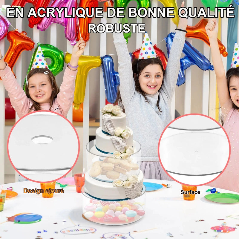 Présentoir Gâteau Acrylique Fond Creux – présentoir gâteau – mise en scène pour réception