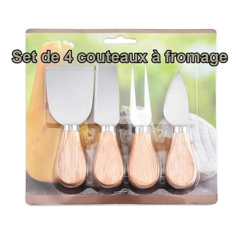 Couteaux à Fromage Manche Bois Lot de 4