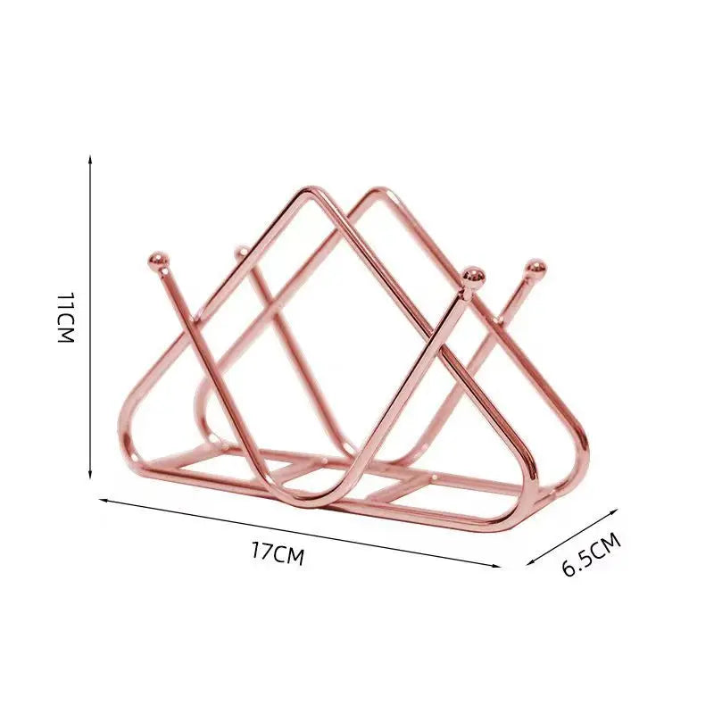 Porte-serviettes rose cuivré à pointes à boules, variante Rose Forme U : 11 cm de haut, 17 cm de long, 6,5 cm