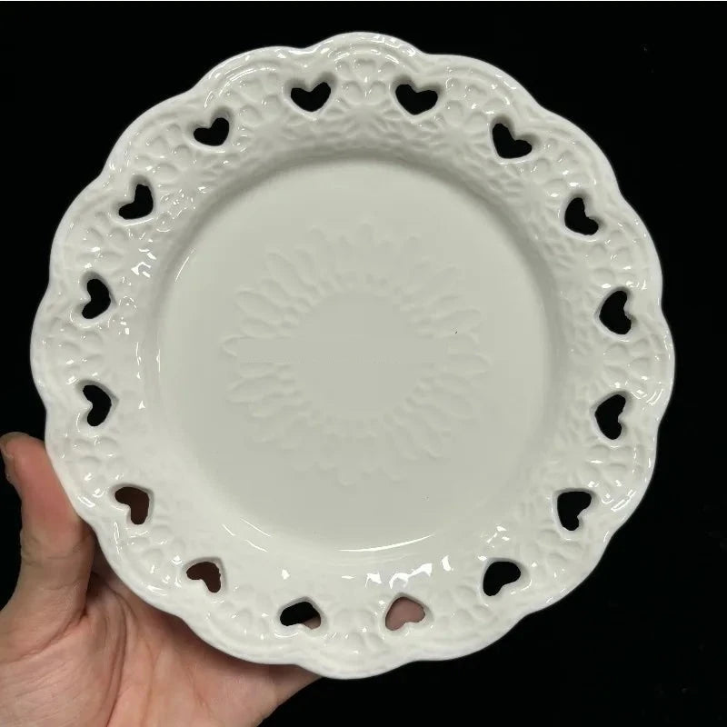 Assiette Céramique Dentelle Cœur Réception