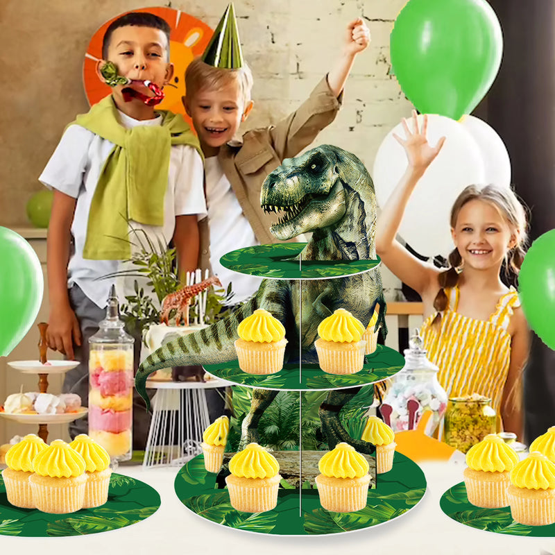 Présentoir Cupcakes 3 Étages Dinosaure – présentoir cupcake – gros plan sur la matière