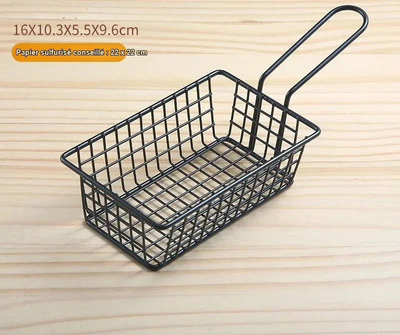 Panier de Présentation Frites Fil Métal Noir