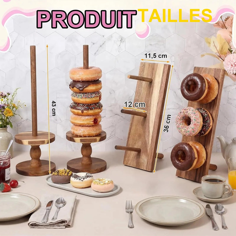 Présentoir Donuts Bois Acacia Fête – présentoir donuts – détail de la finition