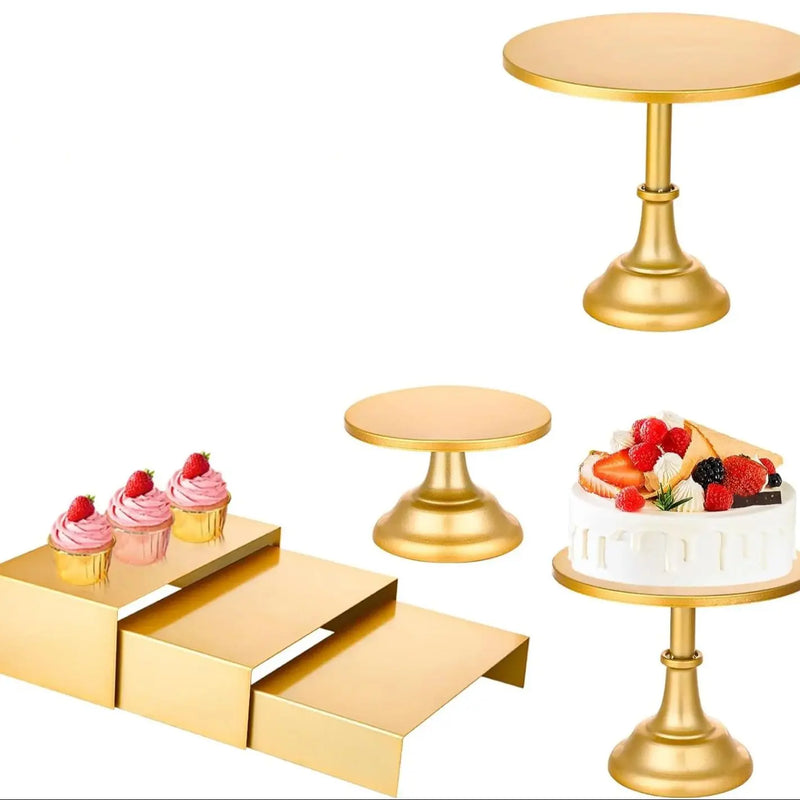Set Présentoir Gâteaux Doré 6 Pièces – présentoir gâteau – vue d'ensemble