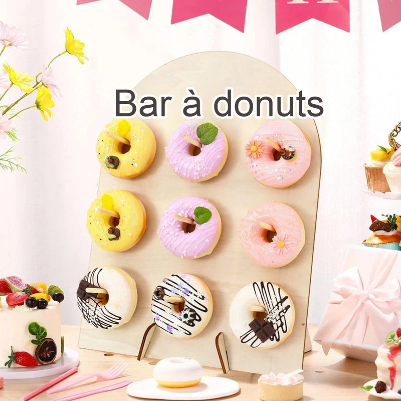 Présentoir Donuts Mural Bois Fête – présentoir donuts – vue d'ensemble