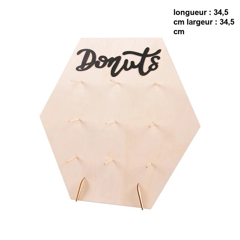 Mur Donuts Bois DIY Mariage Rustique – présentoir donuts – mise en scène pour réception