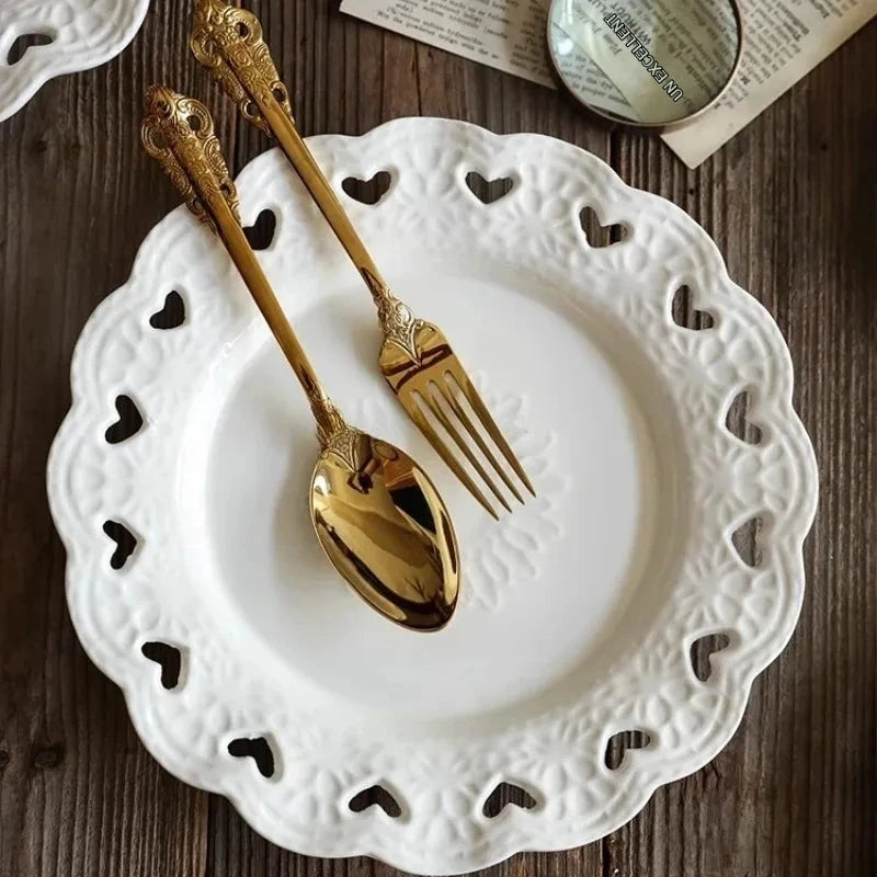 Assiette Céramique Dentelle Cœur Réception