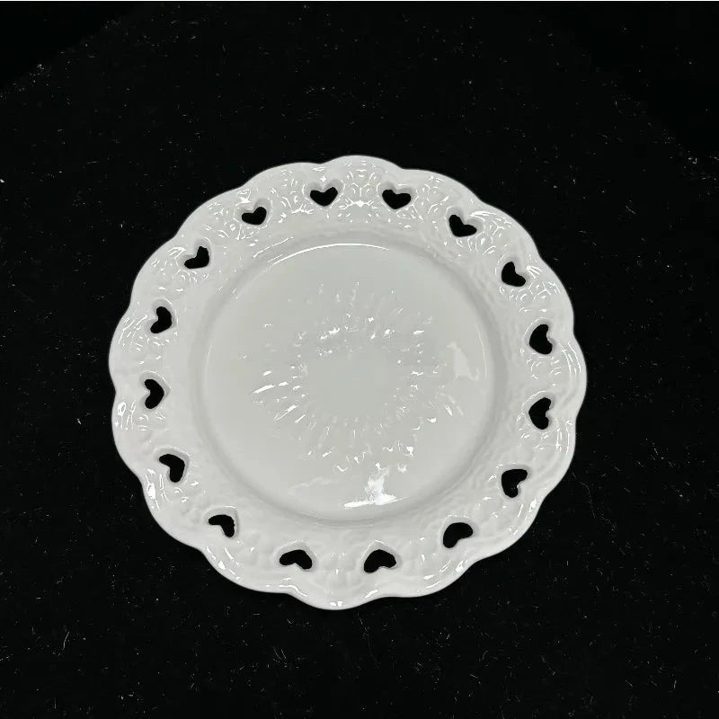 Assiette Céramique Dentelle Cœur Réception