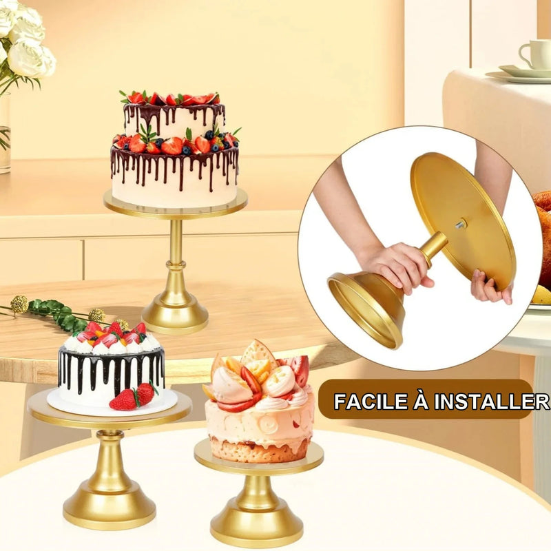 Set Présentoir Gâteaux Doré 6 Pièces – présentoir gâteau – vue de côté