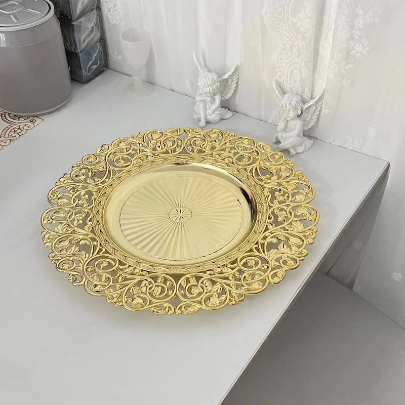 Plateau Buffet Doré Ajouré Mariage – plateau de présentation – vue de côté