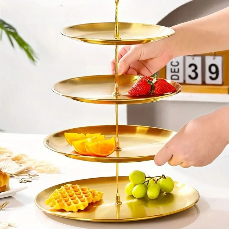 Présentoir Gâteaux Inox Doré Argenté – présentoir gâteau – vue d'ensemble