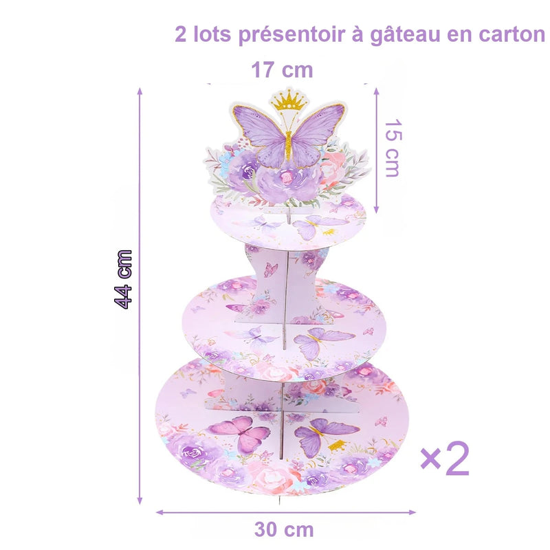 Présentoir Cupcake Papillon Violet