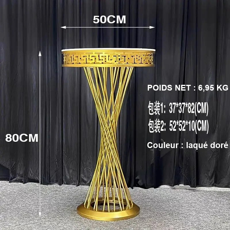 Colonne Cylindre Métal Doré Mariage