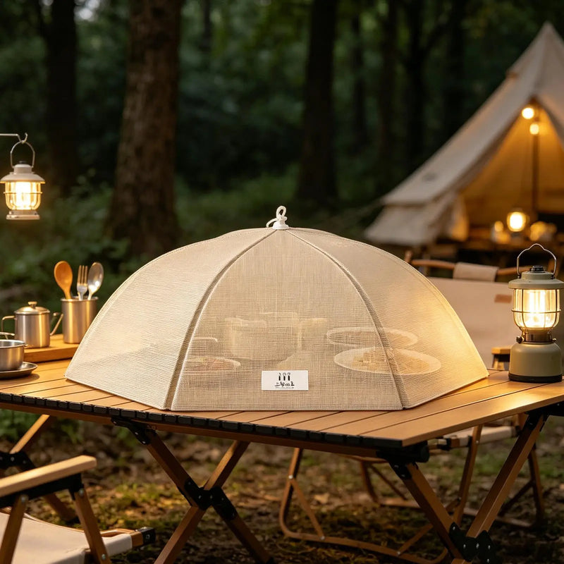 Cloche Alimentaire Pliable Parapluie Beige Buffet