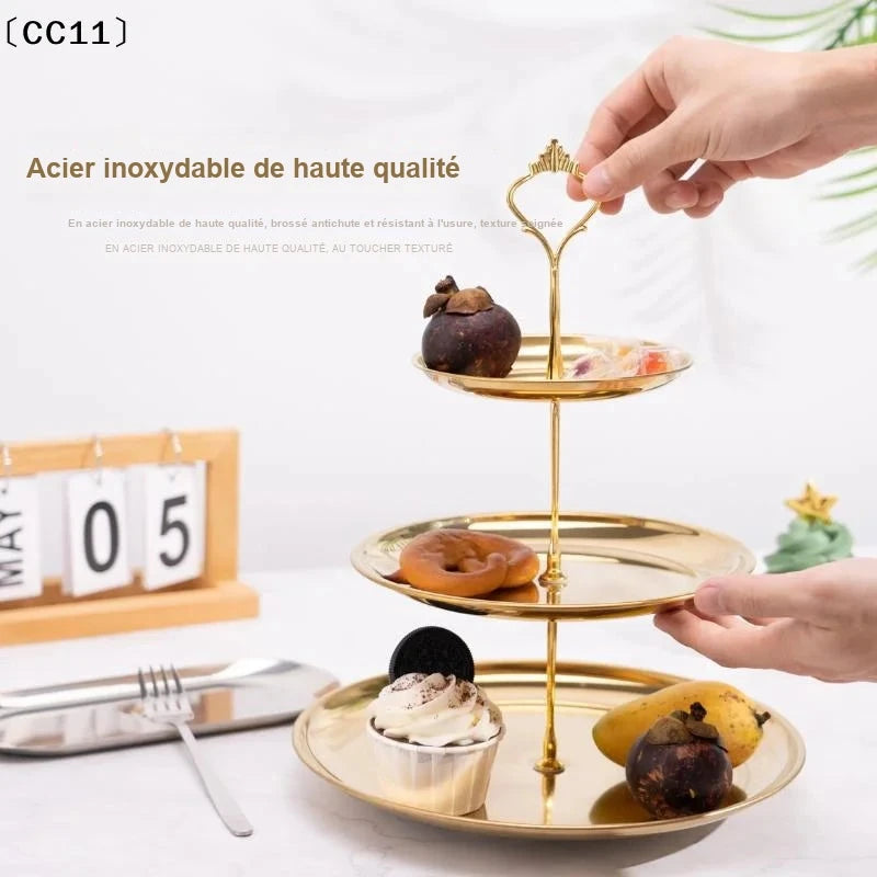 Présentoir Gâteaux Étages Doré Argenté – présentoir gâteau – vue d'ensemble