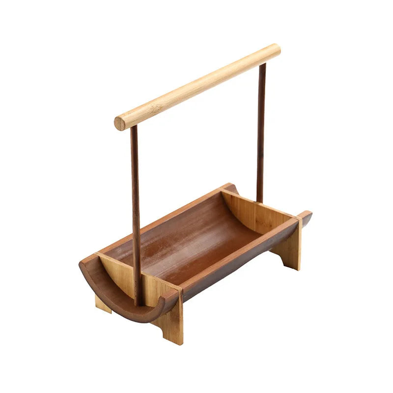 Corbeille Bambou Présentoir Buffet Portable – plateau de présentation – vue de côté