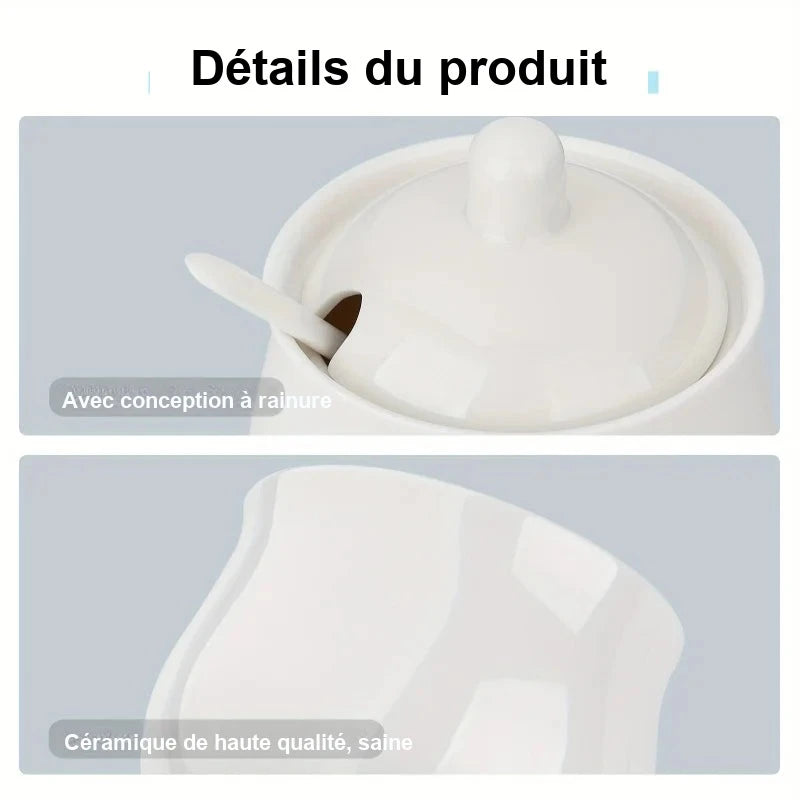 Sucrier et Pot à Lait Céramique Blanc Hôtel