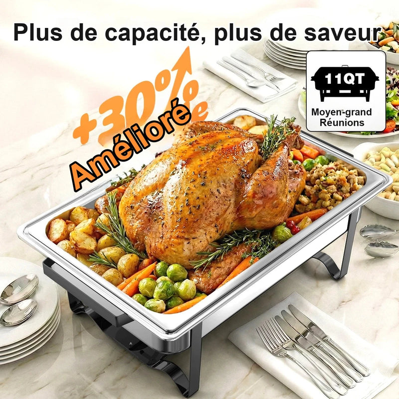 Chauffe-Plat Carré Inox 10L Buffet Mariage 4 Pièces – déco mariage et fête d'anniversaire