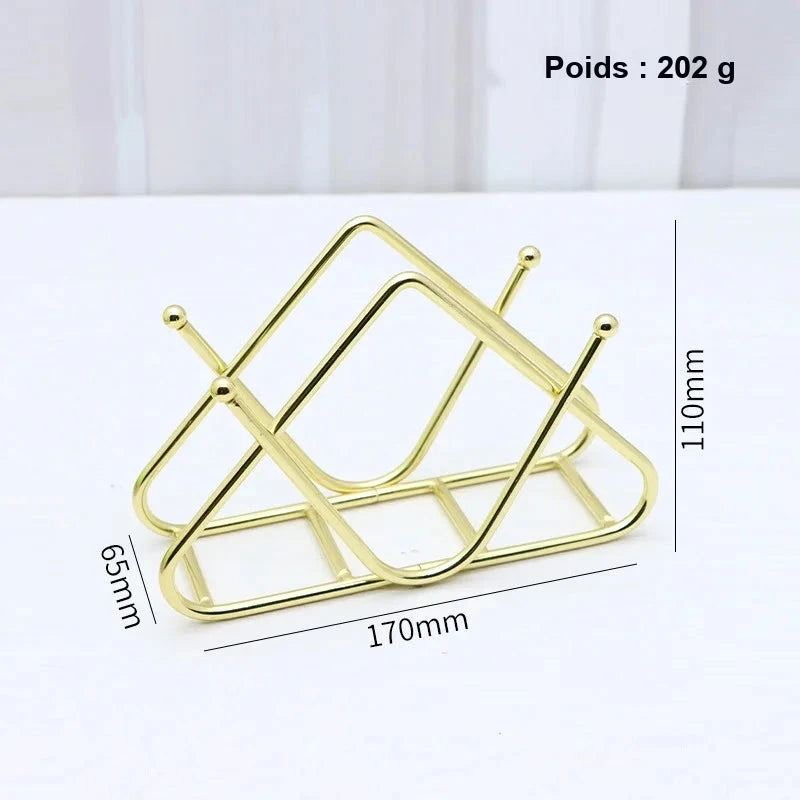 Porte-serviettes doré, variante Doré Forme U : 110 mm de haut, 170 mm de long, 65 mm de large, poids 202 g