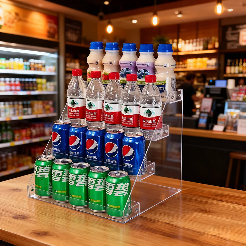 Présentoir Boissons Acrylique Multi-Niveaux – présentoir buffet – gros plan sur la matière