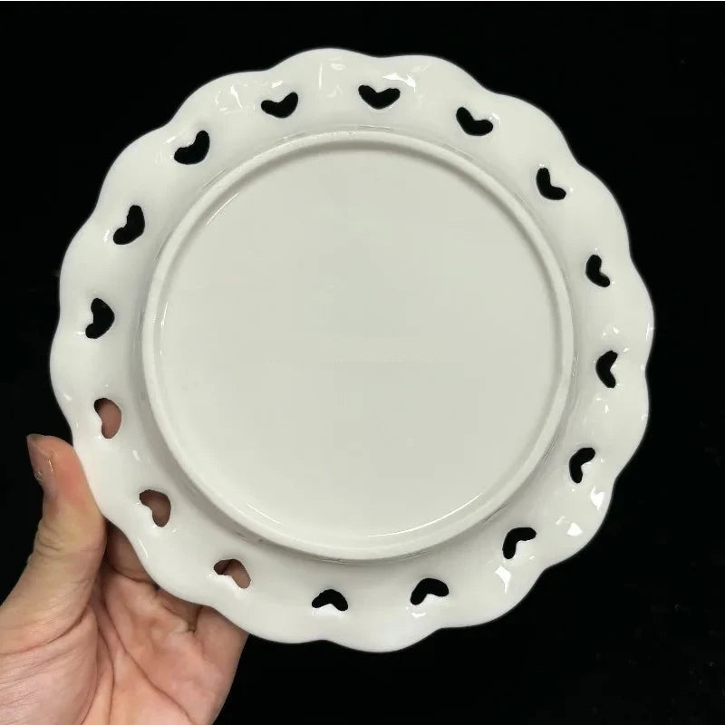 Assiette Céramique Dentelle Cœur Réception