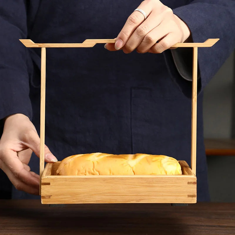 Corbeille Bambou Présentoir Buffet Portable – plateau de présentation – en situation sur un buffet