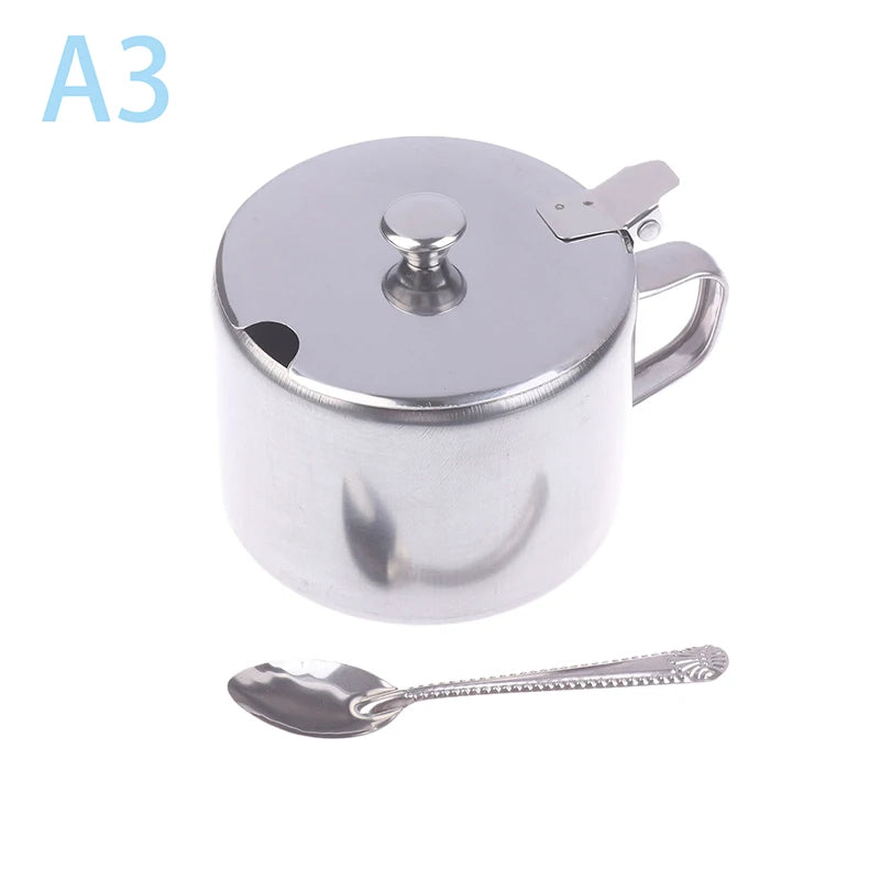 Sucrier Inox Couvercle Cuillère Buffet Hôtel