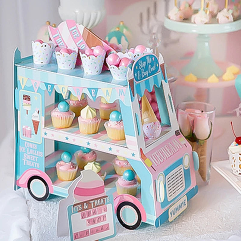 Présentoir Cupcakes Camion Glaces Anniversaire – présentoir cupcake – détail de la finition