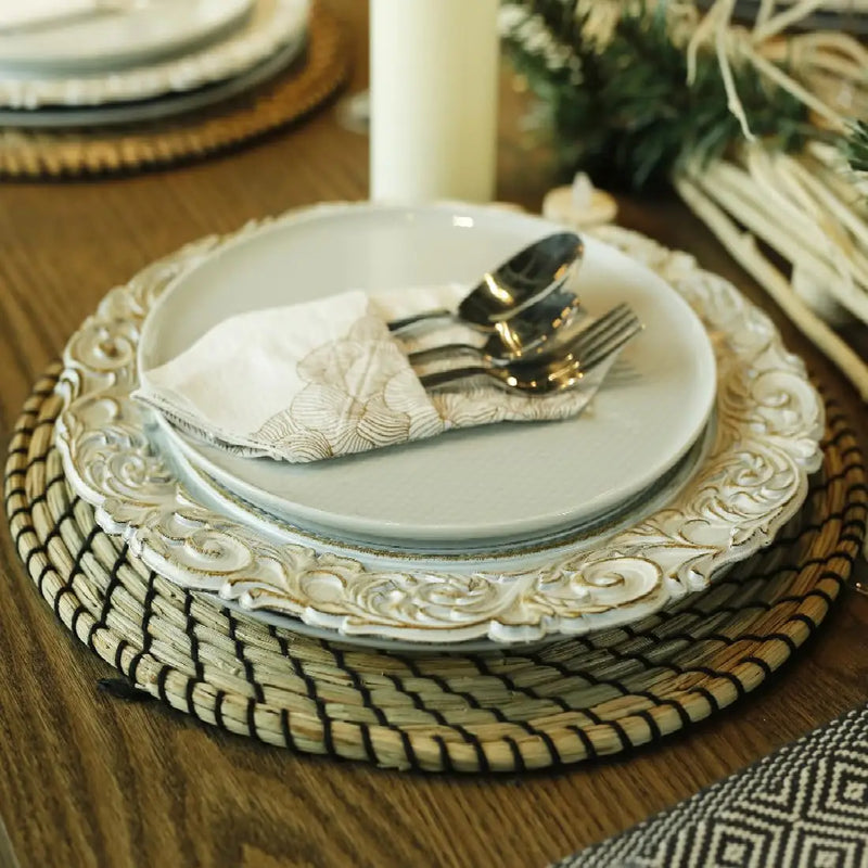 Assiette de Présentation Baroque Blanche 33 cm
