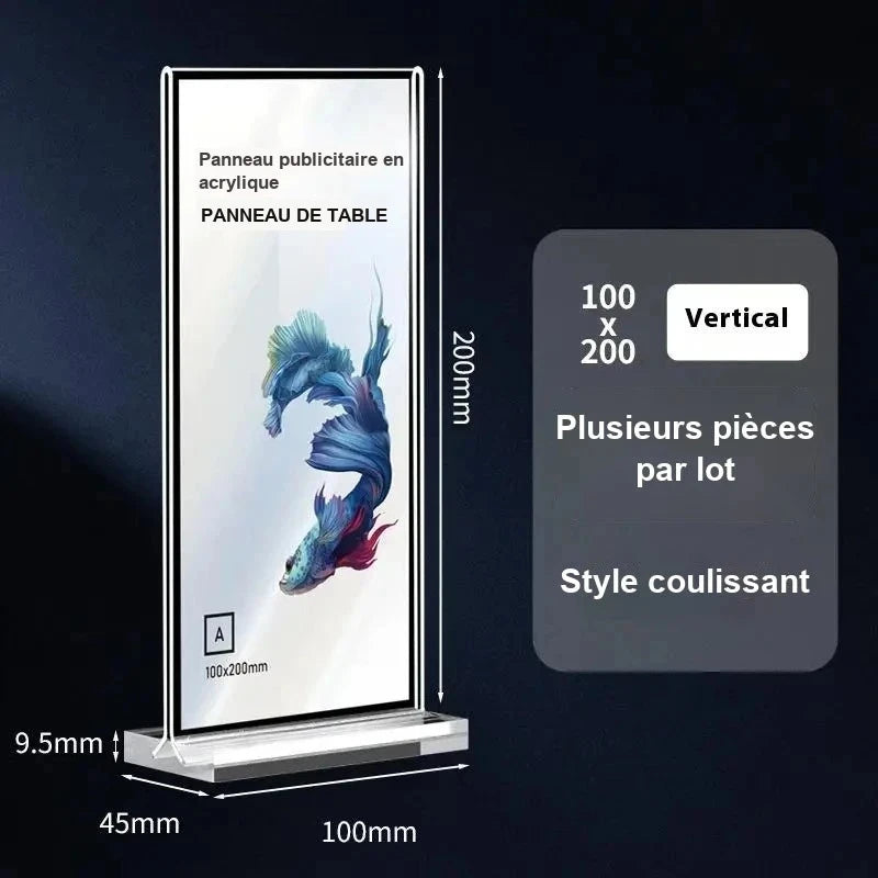 Porte-menu acrylique format 100x200mm vertical