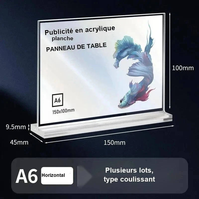 Porte-menu acrylique format A6 horizontal