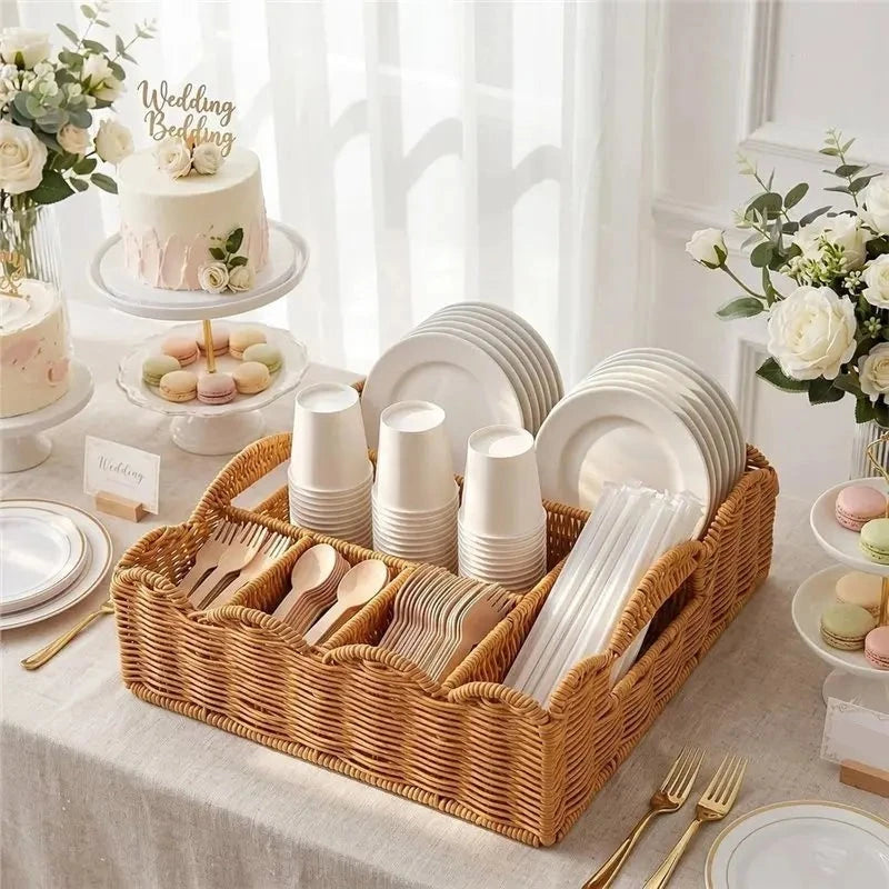 Panier de Présentation Couverts Osier 6 Compartiments