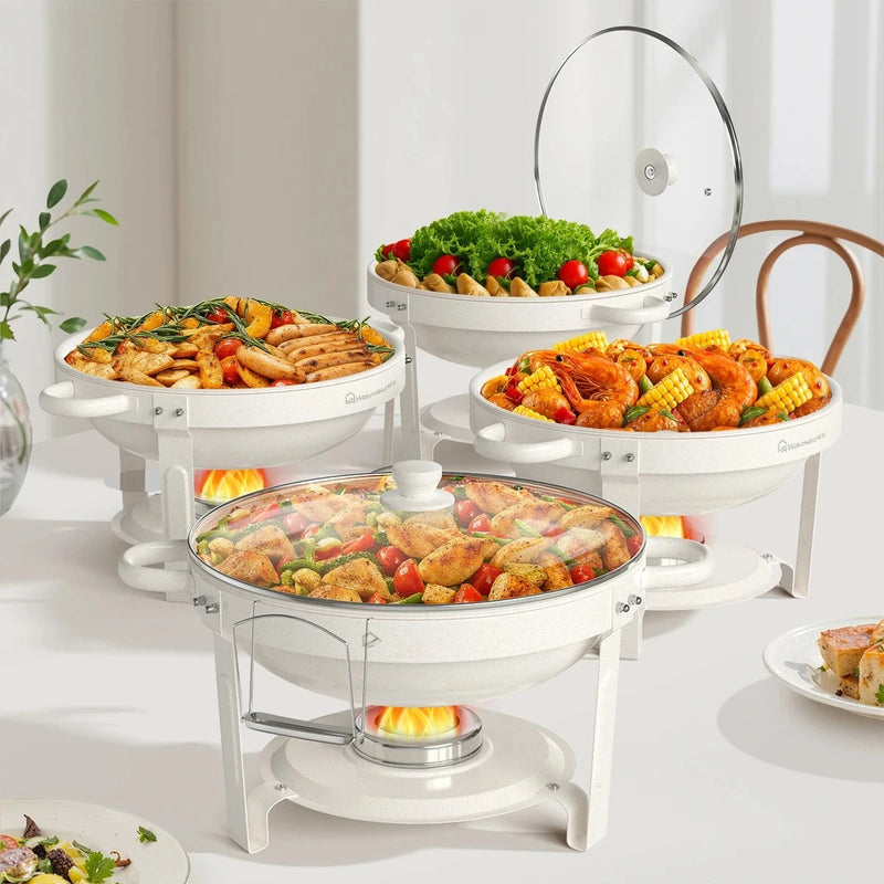 Chauffe-Plat Blanc 5QT Couvercle Verre Buffet Pro – accessoire buffet de réception luxueux
