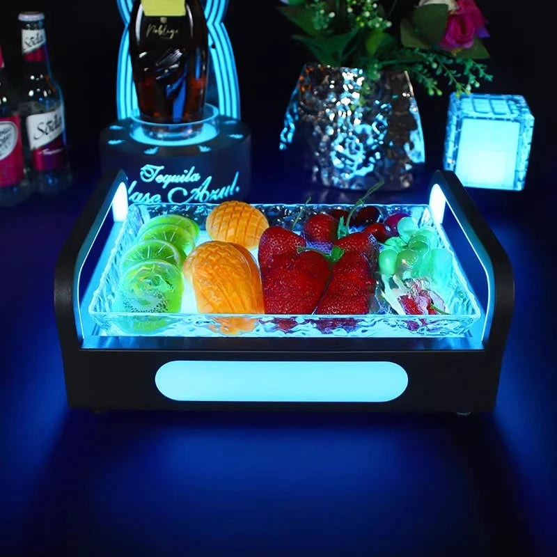 Plateau LED Lumineux Fruits Snacks – plateau de présentation – vue de côté