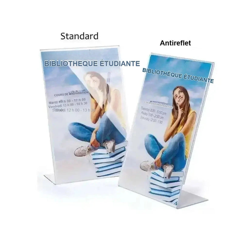 Porte-Menu Acrylique Incliné Transparent Lot de 5