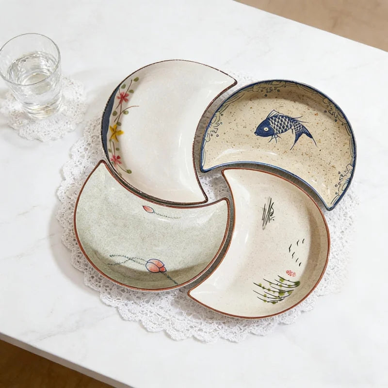 Lot 4 Plateaux Céramique Lune – plateau de présentation – vue d'ensemble