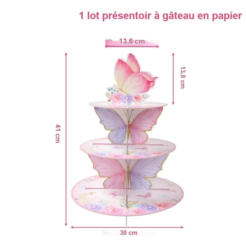 Présentoir Cupcake Papillon Violet