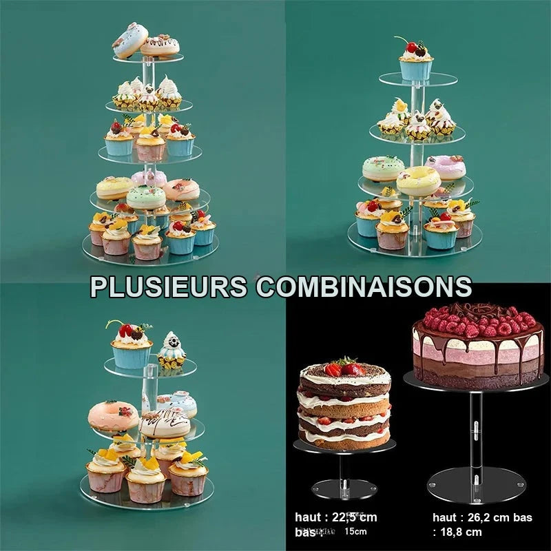 Tour Présentoir Cupcakes Mariage Acrylique – présentoir cupcake – mise en scène pour réception