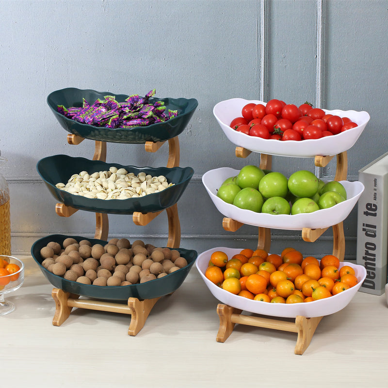 Corbeille Fruits Multi-Niveaux Moderne – plateau de présentation – en situation sur un buffet