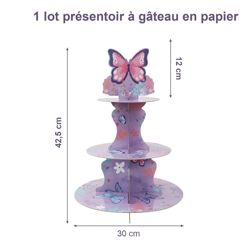 Présentoir Cupcake Papillon Violet