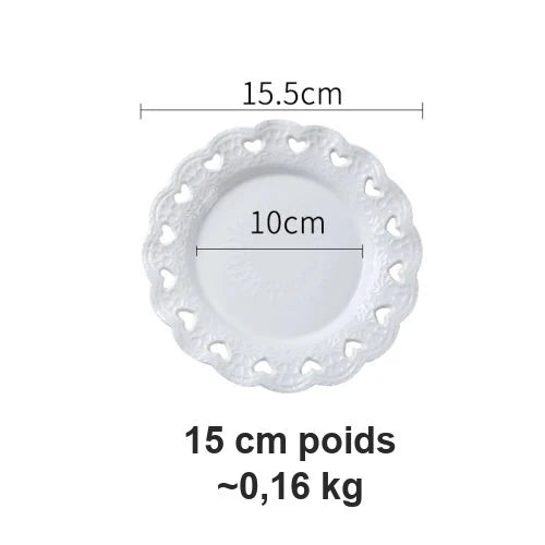 Assiette Céramique Dentelle Cœur Réception