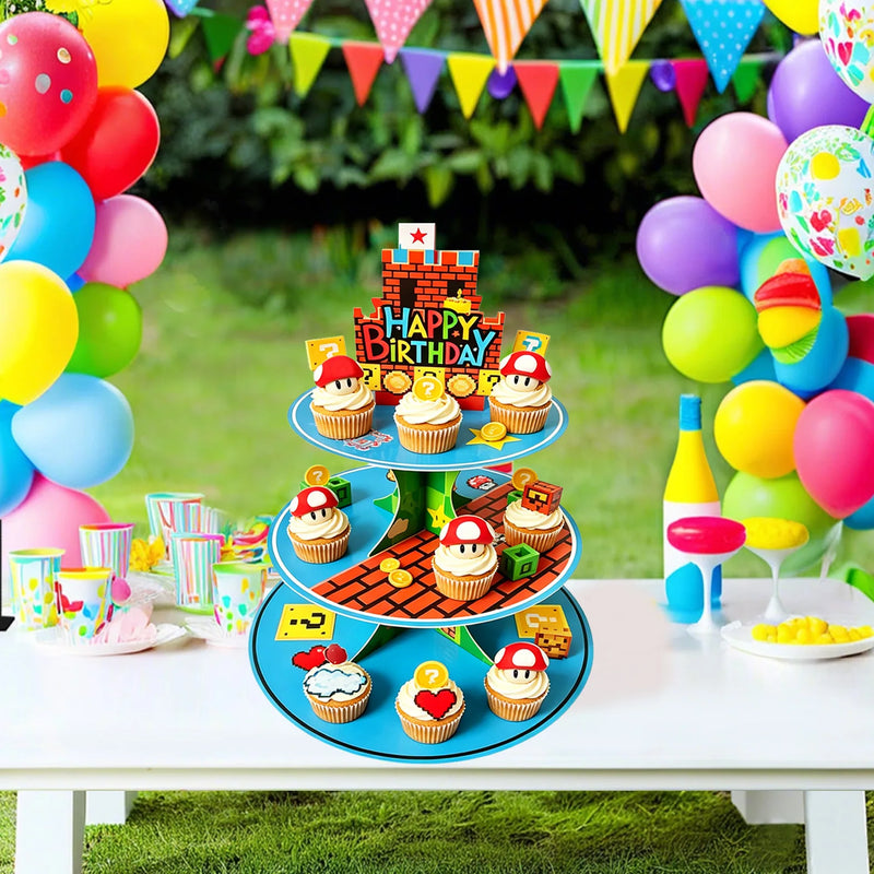 Présentoir Cupcakes 3 Étages Anniversaire – présentoir cupcake – vue d'ensemble
