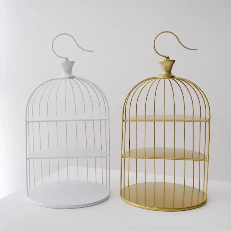Présentoir Buffet Cage à Oiseau Vintage – présentoir buffet – vue de côté