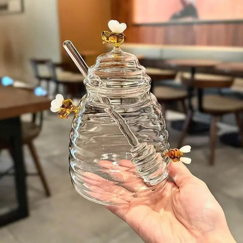 Pot à Miel Verre Ruche Abeilles Buffet