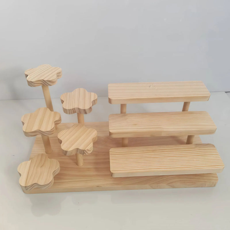 Présentoir Bois Multi-Niveaux Pâtisserie – présentoir gâteau – vue de côté