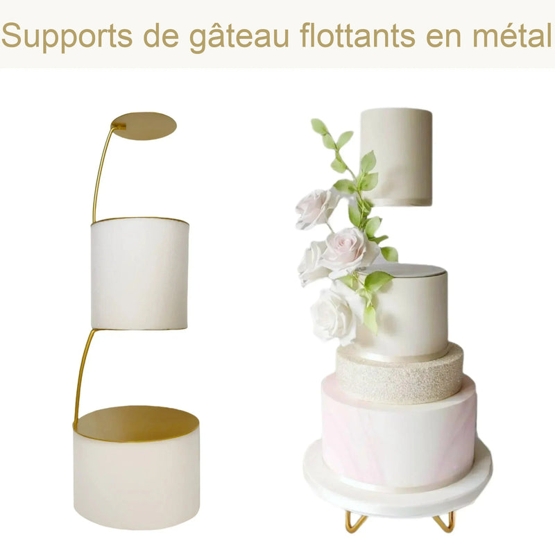 Présentoir Gâteau Métal Flottant Doré – présentoir gâteau – vue de côté