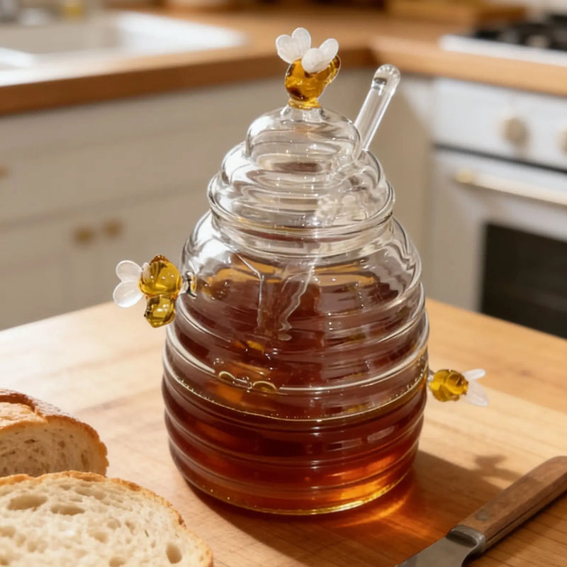 Pot à Miel Verre Ruche Abeilles Buffet