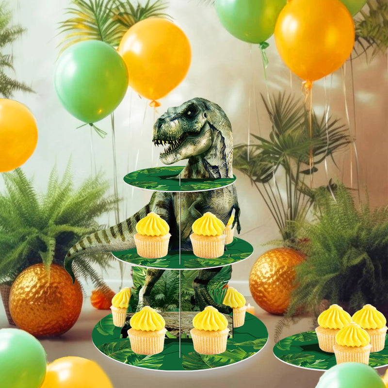 Présentoir Cupcakes 3 Étages Dinosaure – présentoir cupcake – vue de côté